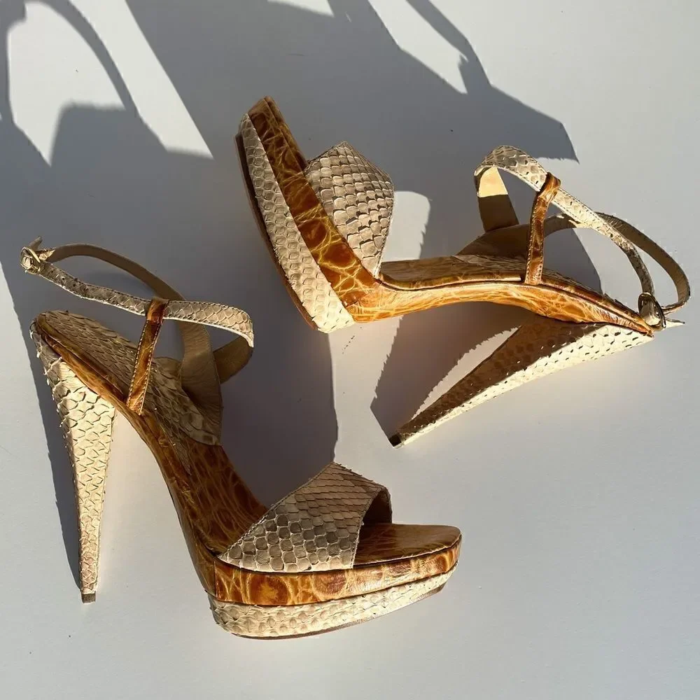 Massimo Dogama Italian Python Nude Platform Heel 9